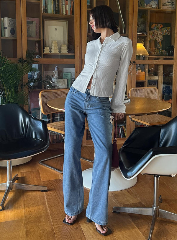 Maryanne Orta Bel Rahat Kot Pantolon Orta Yıkama Kot