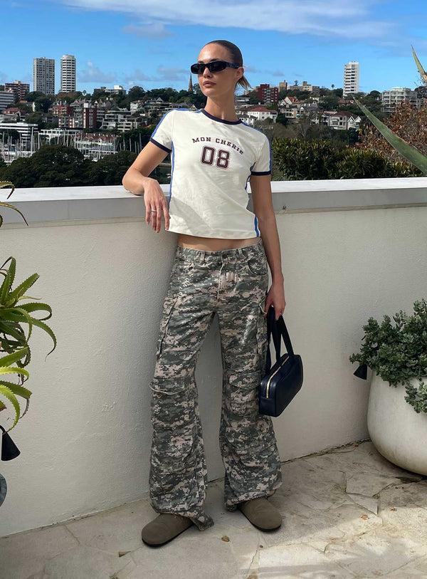 Sweetness Düşük Bel Düz Paça Kot Pantolon Dijital Kamuflaj