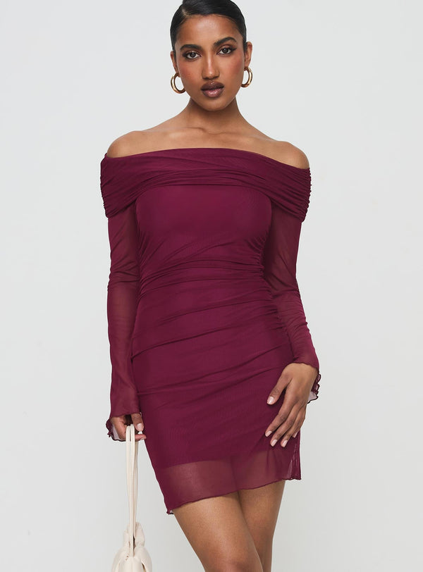 Consideration Mini Elbise Bordo