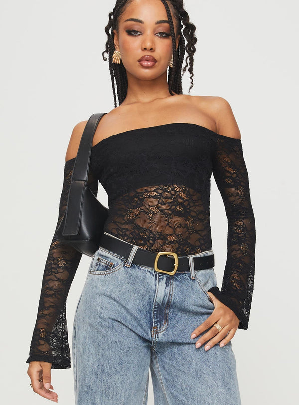 Belmar Dantel Bodysuit Siyah