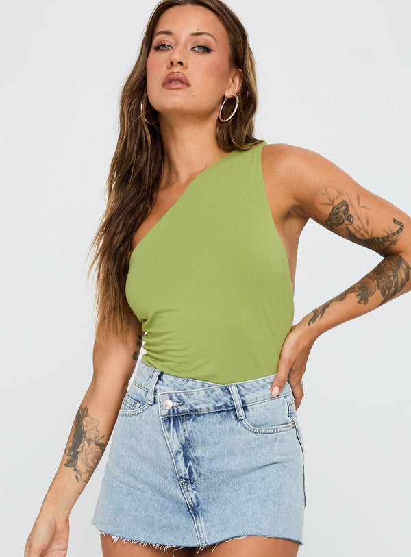 Ferrera Tek Omuzlu Bodysuit Yeşil