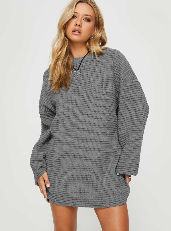 Sherwick Kazak Mini Elbise Gri