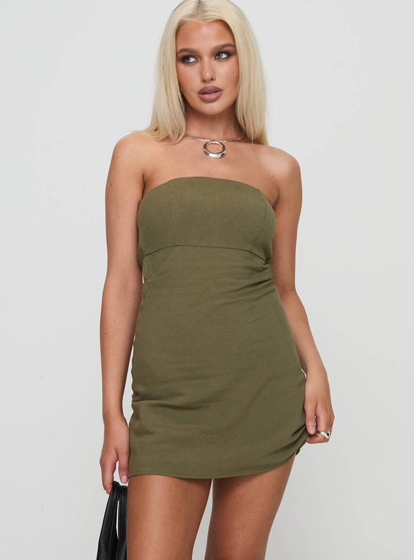Yahir Mini Elbise Sage