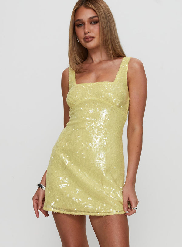 Dasha Mini Elbise Sarı Pullu