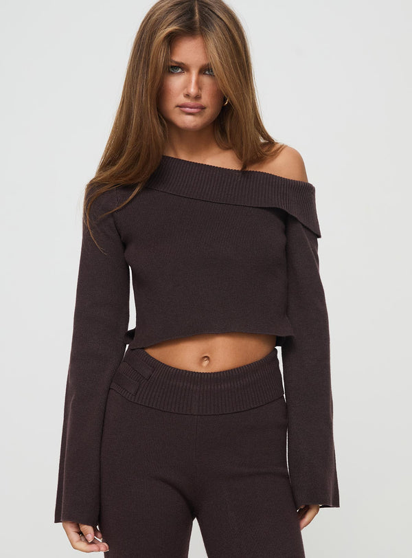 Sina Off The Shoulder Üst Çikolata