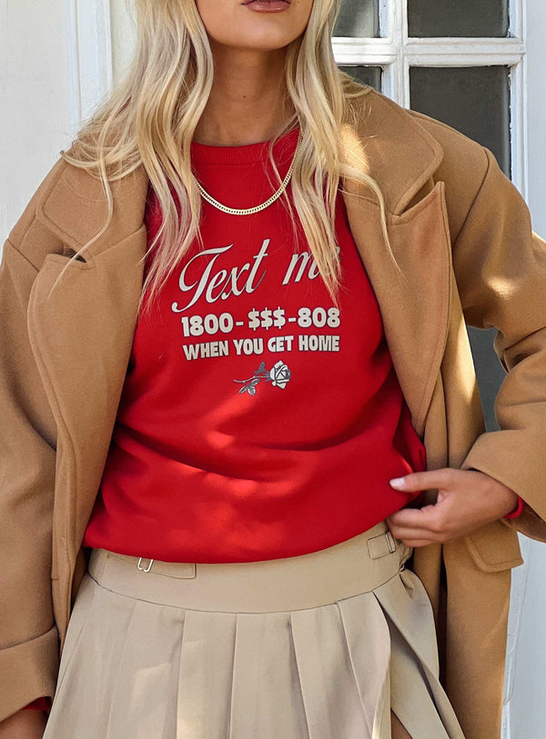 Bana Yaz Yuvarlak Yaka Sweatshirt Kiraz