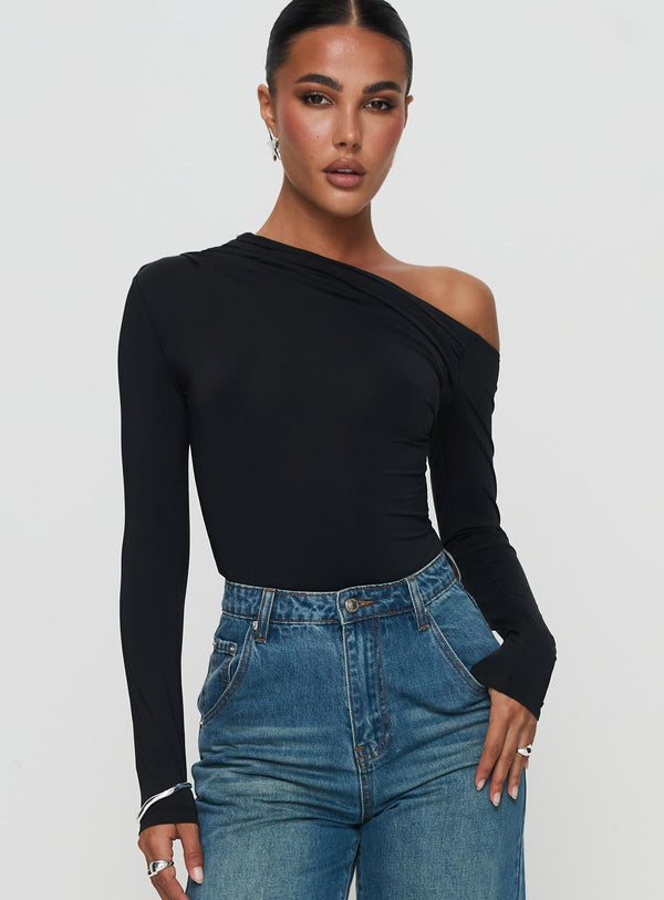 Antilles Tek Omuzlu Bodysuit Siyah