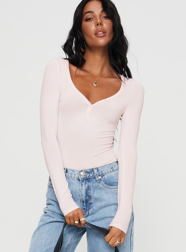 Delgado Uzun Kollu Bodysuit Pembe