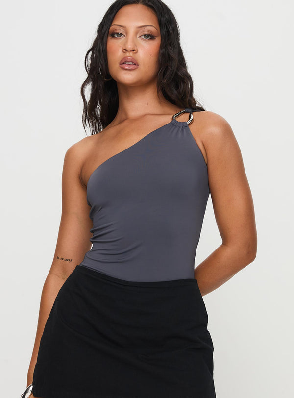 Talija Tek Omuzlu Bodysuit Slate