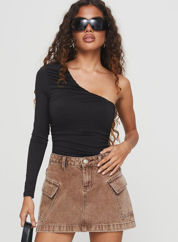Envi Tek Omuzlu Bodysuit Siyah