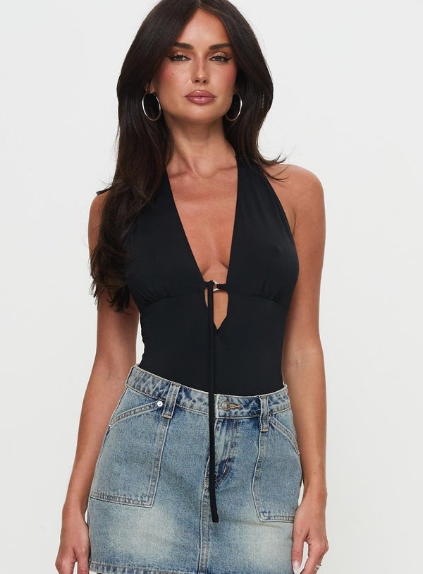 Two Summers Derin V Yaka Bodysuit Siyah