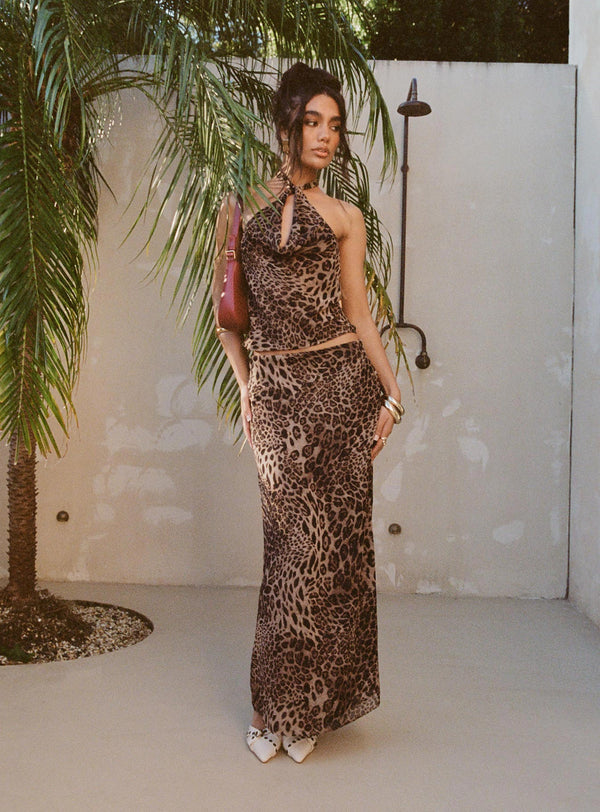 Eleganza Maxi Etek Leopar Petite