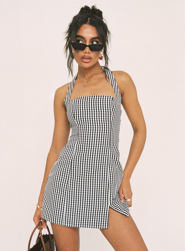 Birkley Halter Mini Elbise Siyah / Beyaz