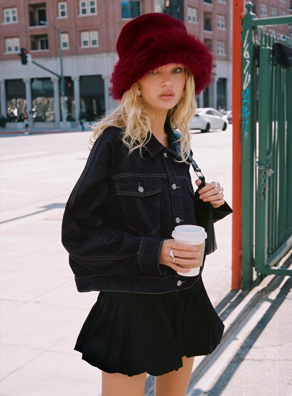Dear London Bubble Hem Mini Etek Siyah