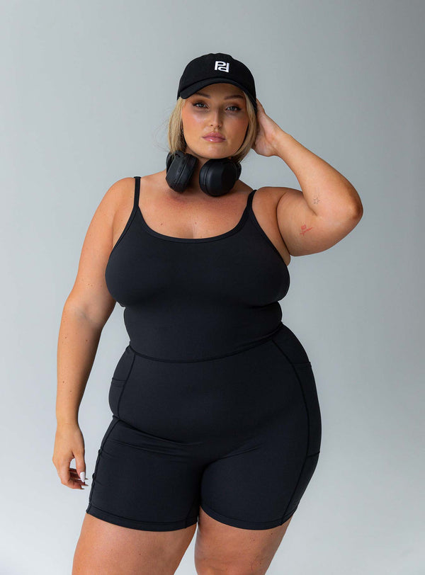 Feel Good Contour Activewear Catsuit Siyah Eğri