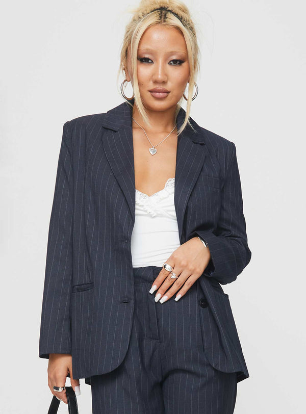 Leaben Blazer Lacivert Çizgili