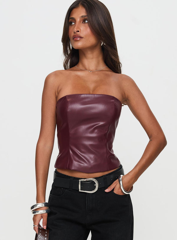 Oaklee Askısız Suni Deri Üst Bordo