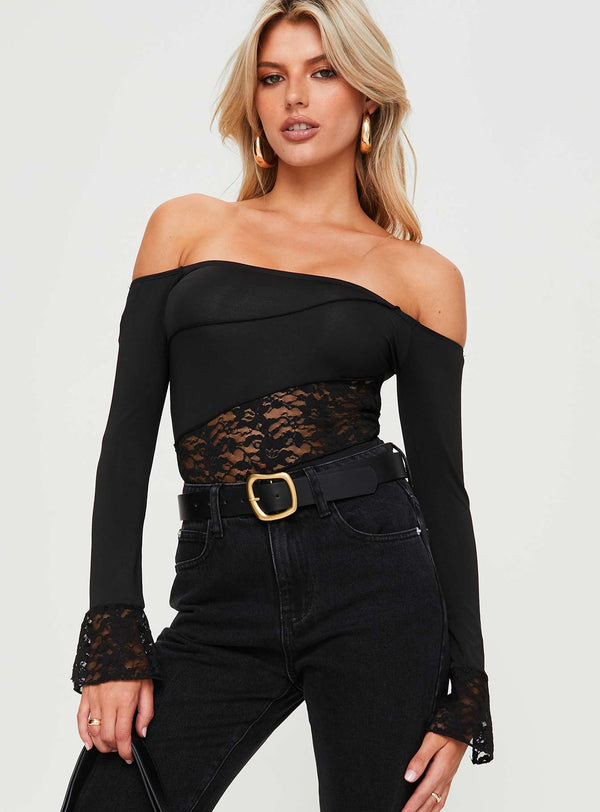 Valder Omuzdan Bağlamalı Bodysuit Siyah