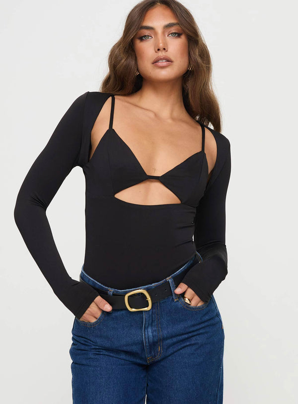Bolden Uzun Kollu Bodysuit Siyah