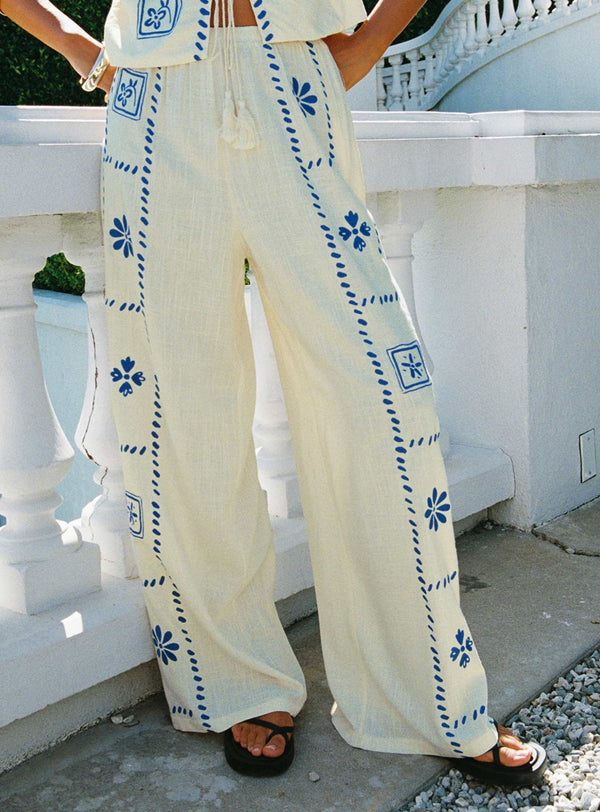 Grazia Pantolon Krem / Mavi