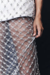 Zuri El Yapımı Boncuklu Uzun Etek - Gümüş