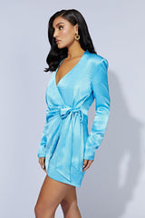 Saira Bağcıklı Mini Elbise - Mavi Gök Mavisi