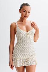 Marietta Dantelli Mini Elbise - Fildişi