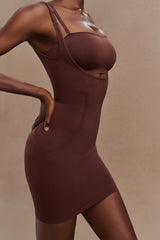 Jocelyn Sırtı Açık Şekillendirici Mini Elbise - Espresso