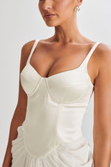 Leila Saten Korseli Uzun Elbise - Fildişi