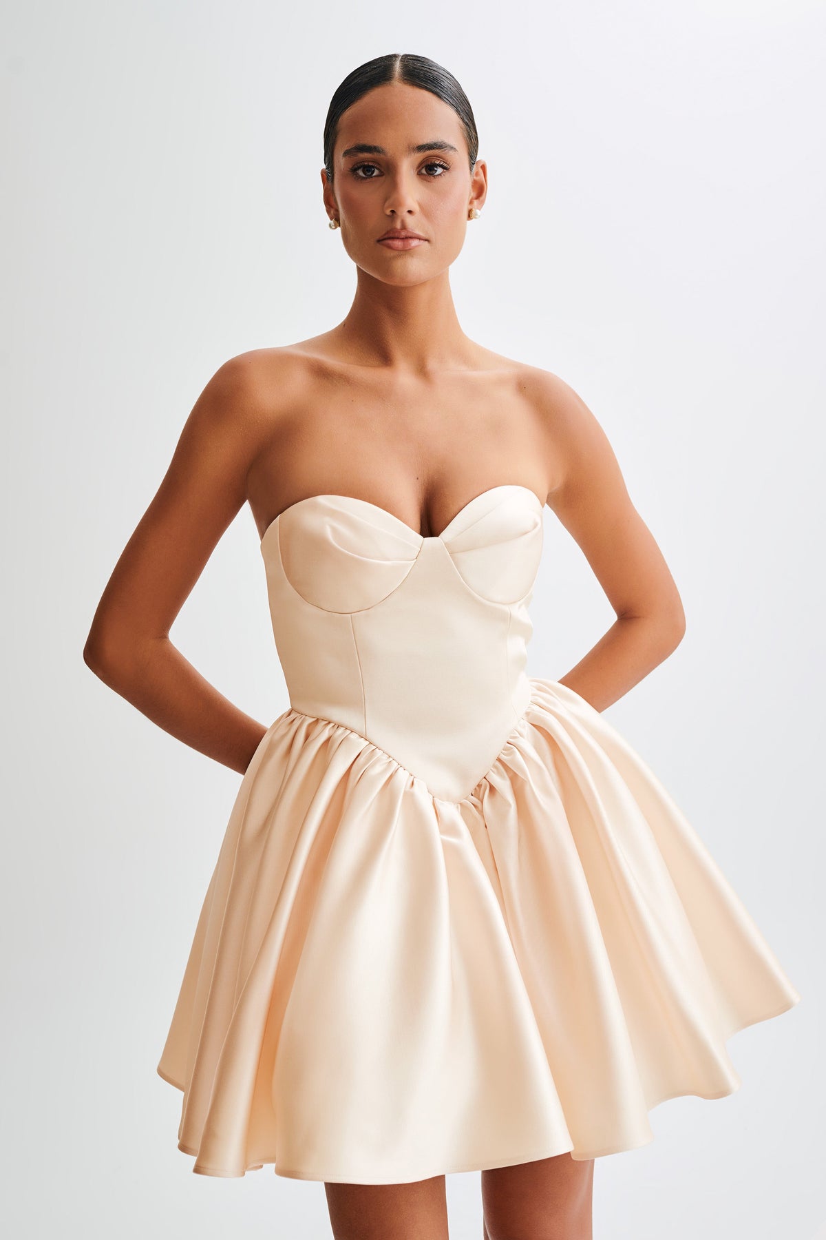 Hollie Yapılı Korse Mini Elbise - Altın