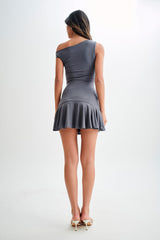 Irving Omuz Açık Slinky Mini Elbise - Koyu Kömür