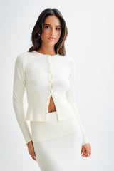 Reese Fitted Örgü Hırka - Fildişi