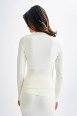 Reese Fitted Örgü Hırka - Fildişi