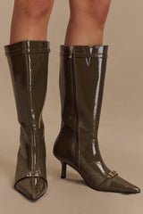 Astra Patent Suni Deri Tokalı Bot - Haki