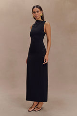 Taylor Draped Stretch Crepe Midi Elbise - Siyah