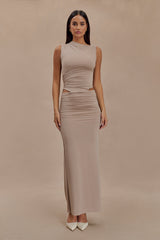 Kaia Slinky Cut Out Maxi Elbise - Taupe