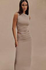 Kaia Slinky Cut Out Maxi Elbise - Taupe