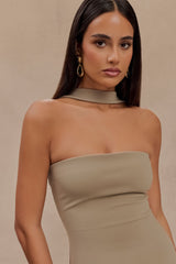 Velma Halter Yaka Uzun Elbise - Mantar