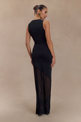 Dove Slinky Ve File Uzun Elbise - Siyah