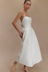 Rebecca Cotton Midi Elbise - Beyaz