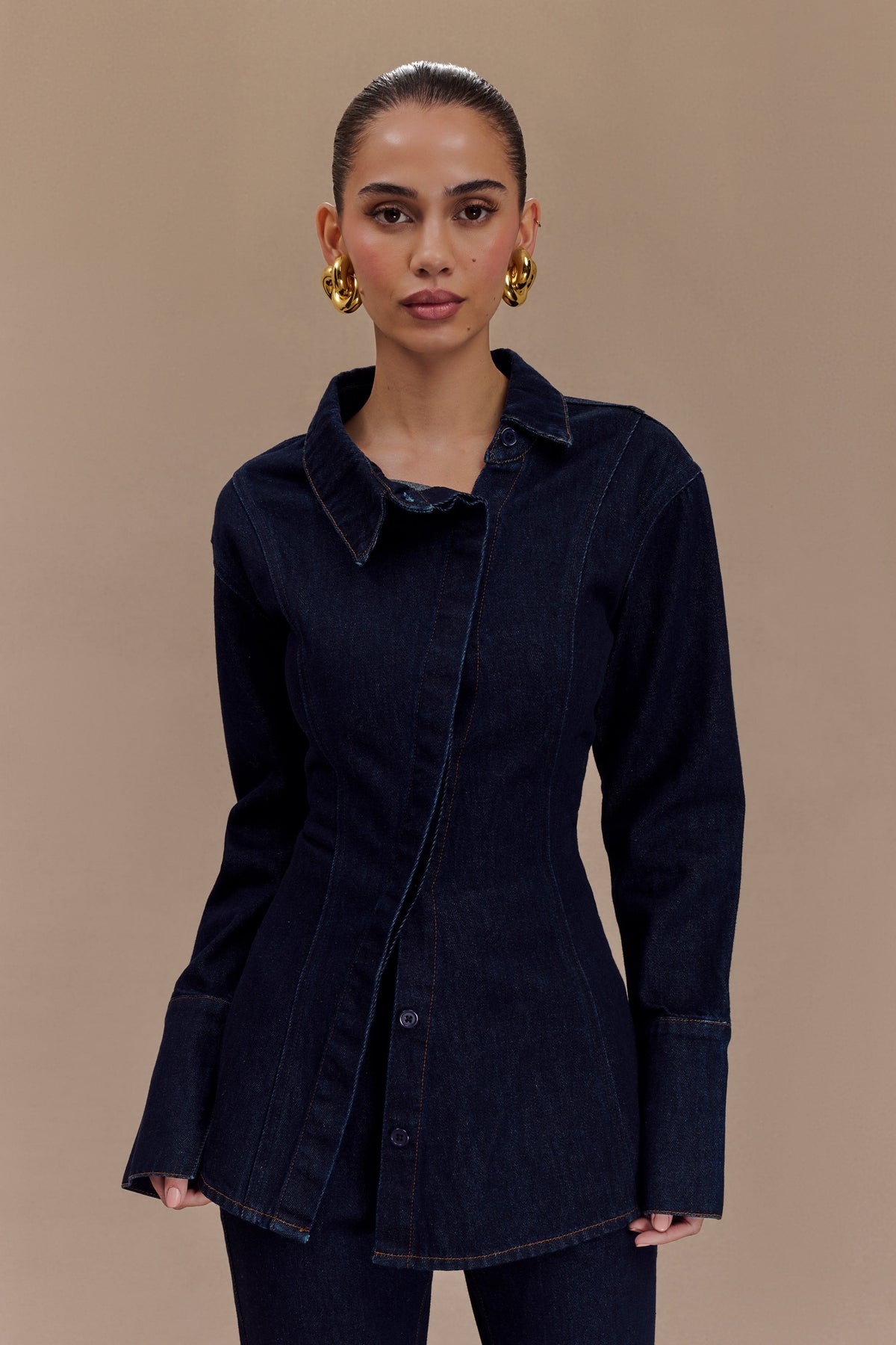 Jericho Asimetrik Kot Gömlek - Çivit Mavisi