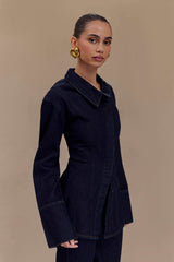 Jericho Asimetrik Kot Gömlek - Çivit Mavisi