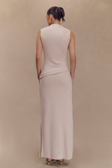 Lorelei Krep Twist Midi Elbise - Taupe