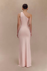 Paloma Çiçekli Tek Omuzlu Uzun Örgü Elbise - Bebek Pembesi