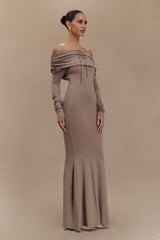 Georgiana Omuz Açık Örgü Midi Elbise - Stone Marle