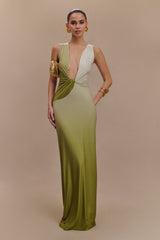 Stella Draped Slinky Maxi Elbise - Ombre Vintage Olive