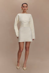 Kassie Kemerli Örgü Mini Elbise - Fildişi