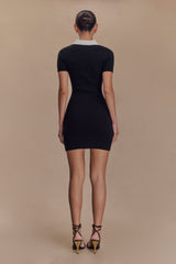 Seema Kontrast Mini Elbise - Siyah/Beyaz