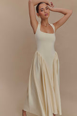 Sharon Scuba Jersey Midi Elbise - Fildişi