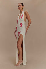 Shiloh Rose Örgü Askılı Uzun Elbise - Fildişi